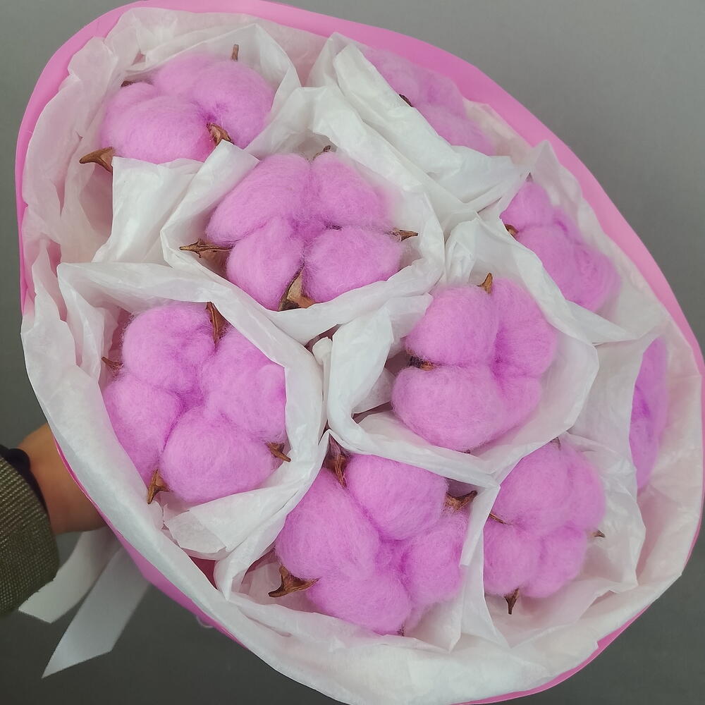 Букет из хлопка и тишью
