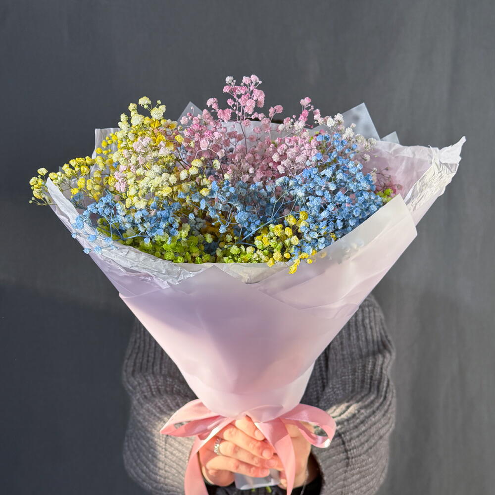 Букет "Радуга💐" из Гипсофилы