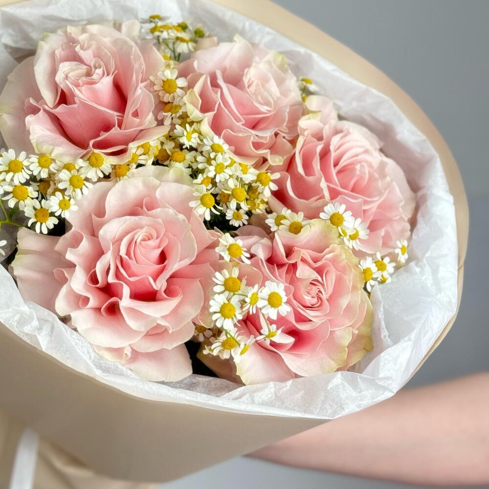 Французские розы и ромашка💖/ цветы с доставкой в Уфе