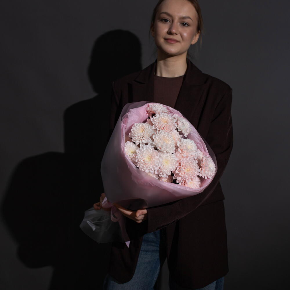 Букет персиковая хризантема