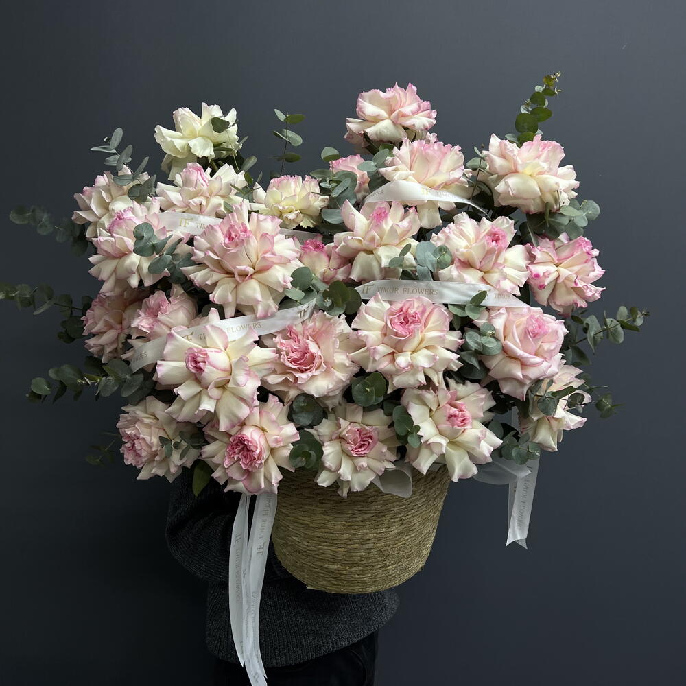 Basket of pink roses