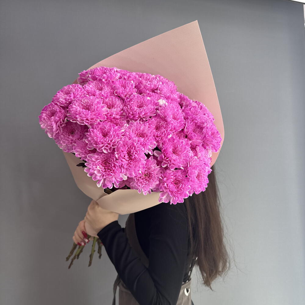 Монобукет с розовой💕хризантемой Алтай 7 шт