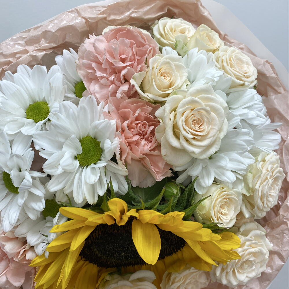 🌼🎀 Букет с подсолнухом BLOOM ROOM