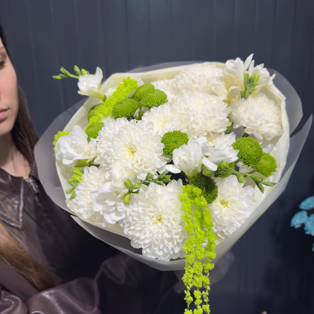 Зеленые цветы С АРОМАТОМ МОХИТО💚 ароматная Фрезия, хризантема, стабилизированный амарант Pure Free💚
