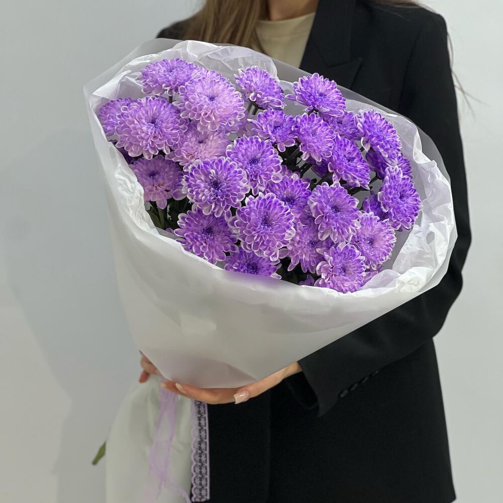 Букет сиреневая хризантема маме 💜 (5)
