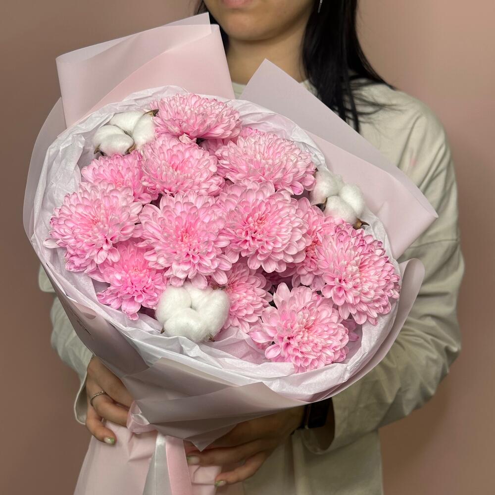Букет для  красавицы💕из хризантемы и хлопка