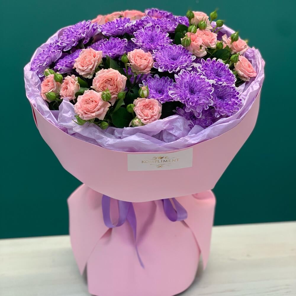 Букет хризантемы и кустовые розы💖