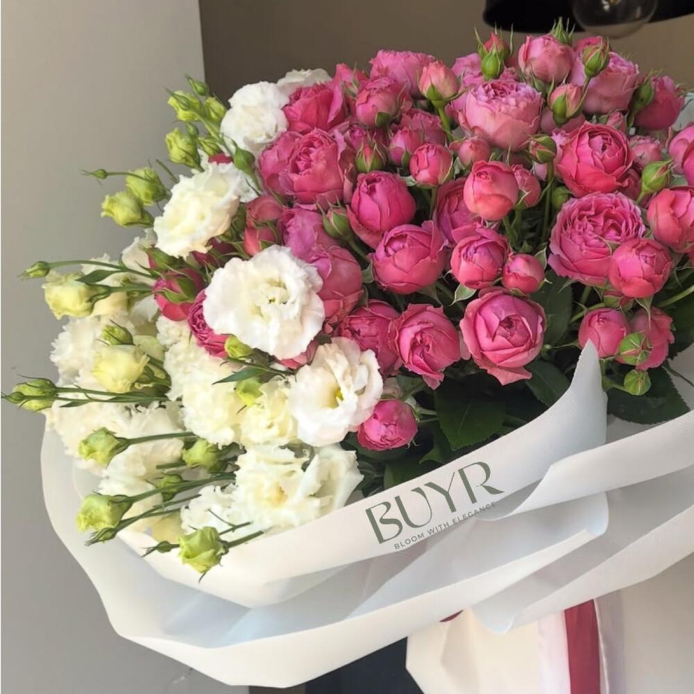 Букет «Малиновая нежность» 🌸 эустомы и пионовидные розы