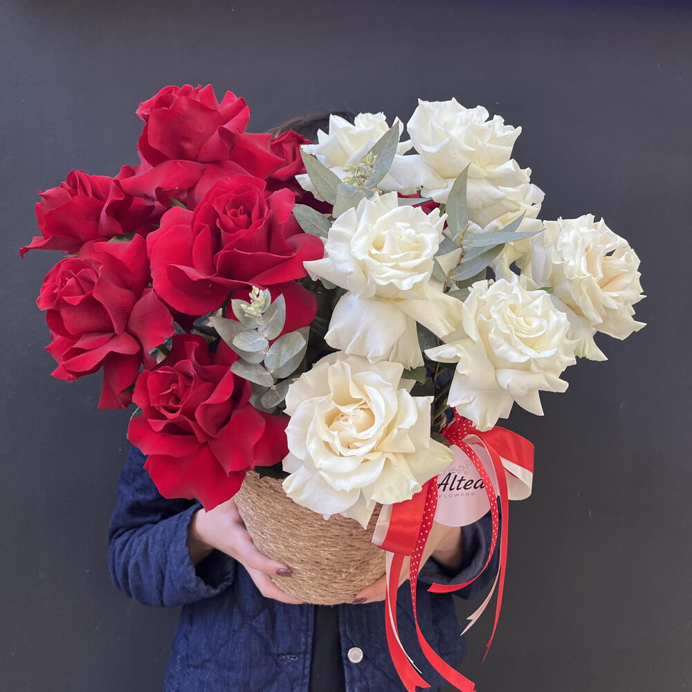 French roses in a basket