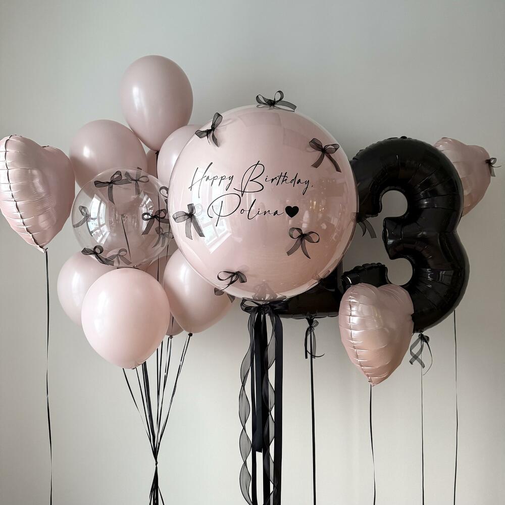 Набор шаров с бантиками и цифрами