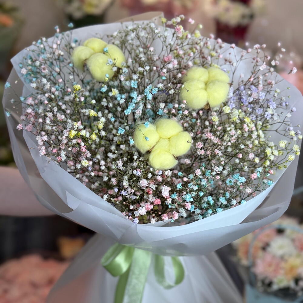 Букет с гипсафилой 💛