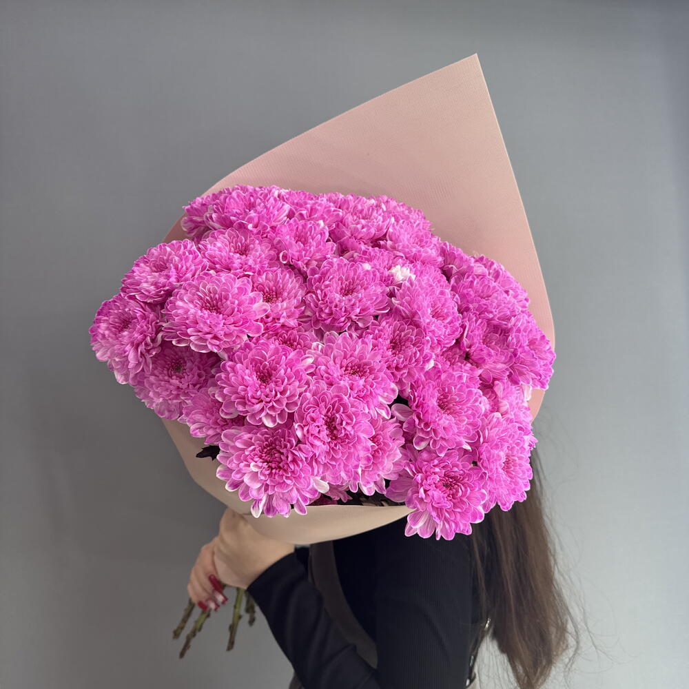 Монобукет с розовой💕хризантемой Алтай 7 шт