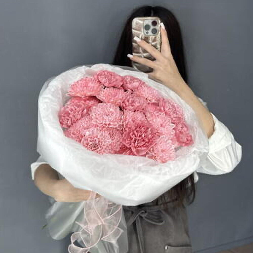 Авторский букет😍 с персиковыми хризантемами и диантусами