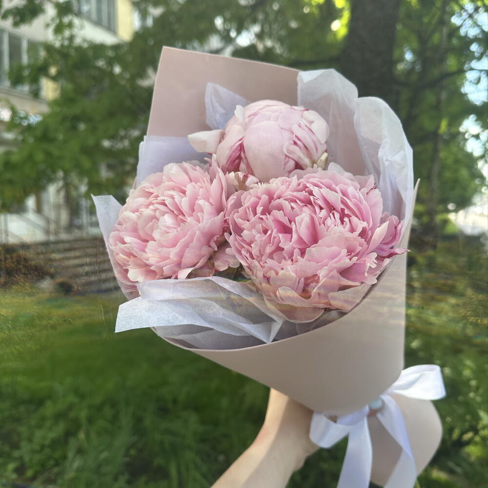 «Хорошие новости» 💌 букет «конвертик» с пионами