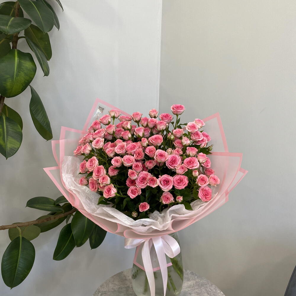 Моно 15 кустовых розовых роз 💕
