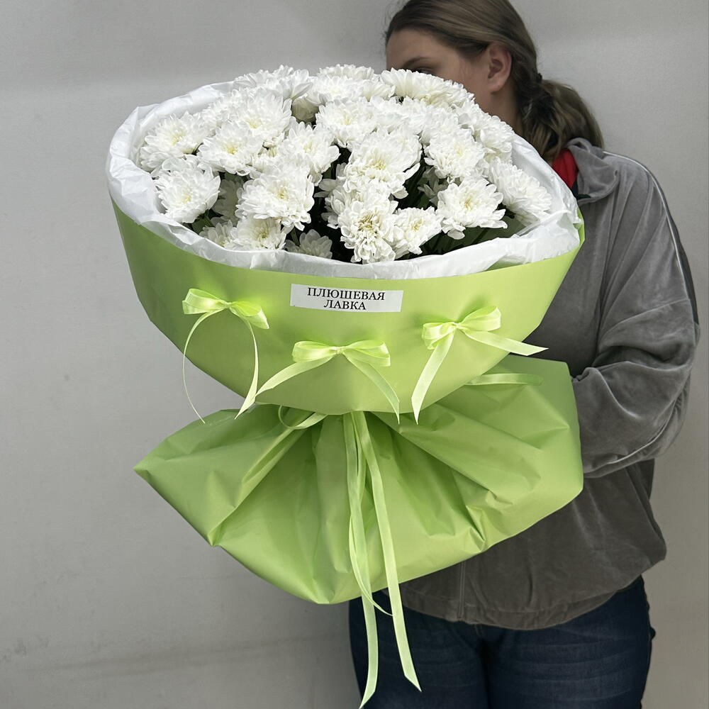 Букет зеленая радость из кустовых хризантем 💐