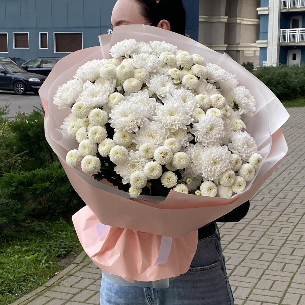 Кустовые хризантемы | Белый букет