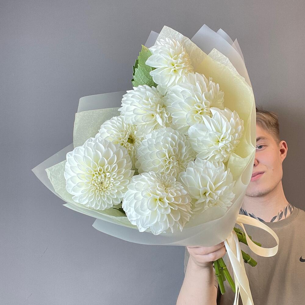 Моно белые Георгины 9шт