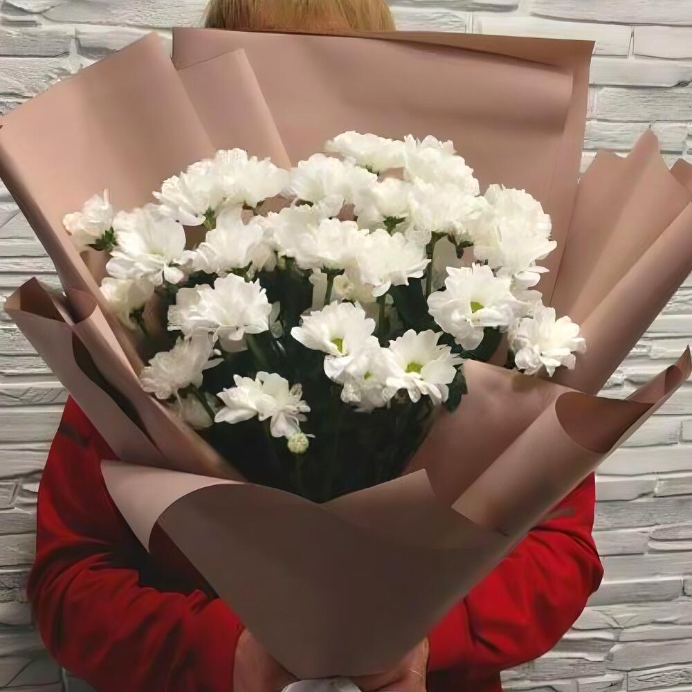 Букет  из 5 белых Хризантем
