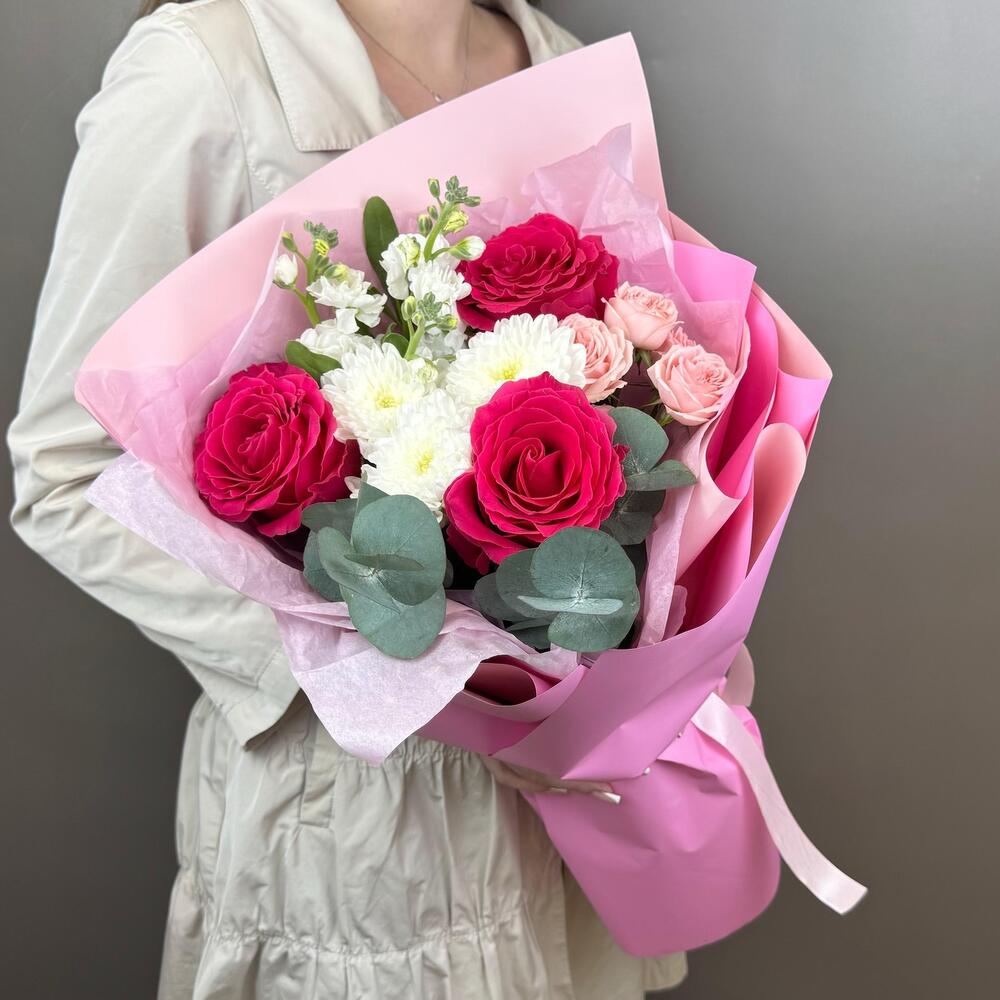 Букет с малиновыми розами💖