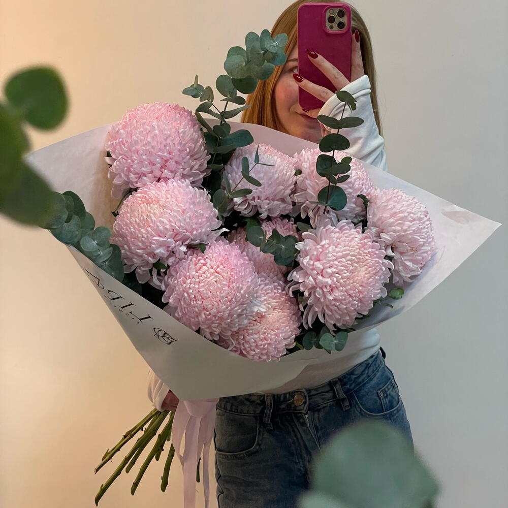 Облачко из 9 розовых Хризантем