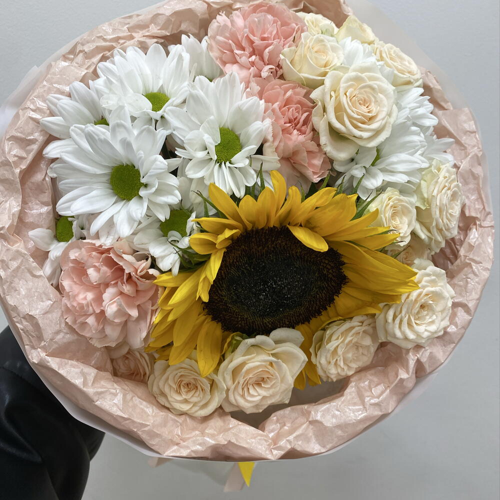 🌼🎀 Букет с подсолнухом BLOOM ROOM