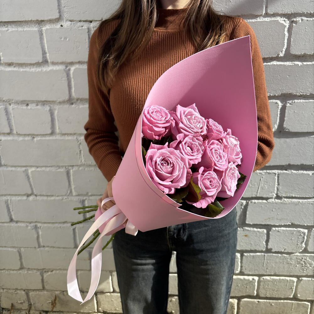 9 лавандровых роз ОС011027