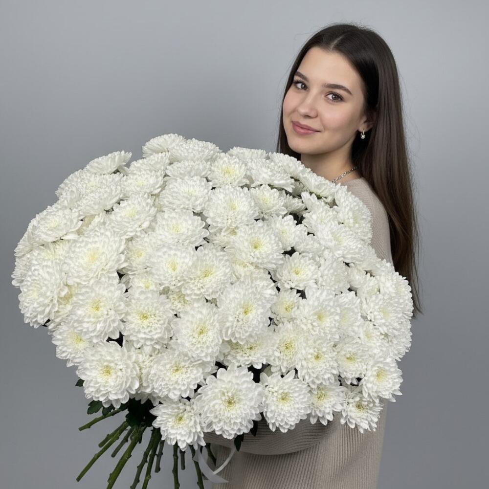Монобукет из кустовой хризантемы Алтай 17шт