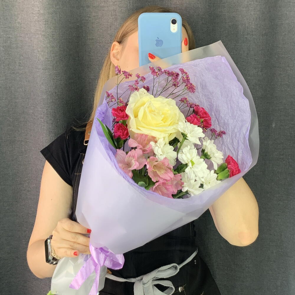 Яркий букет в конверте «Лаванда 💜»
