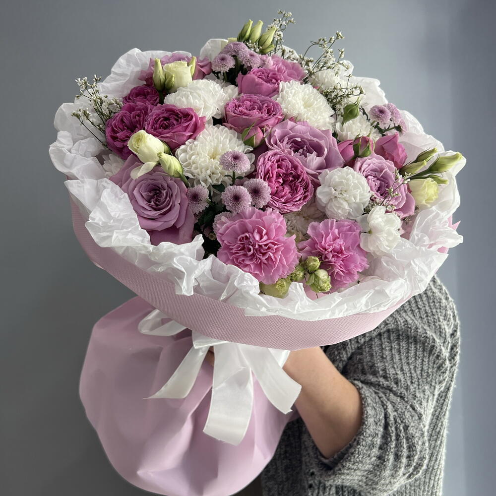 Букет чарующий 🩷 ароматная Маритим 💜 хризантема сантини 🌸 пионовидная кустовая Роза 💗💗💗