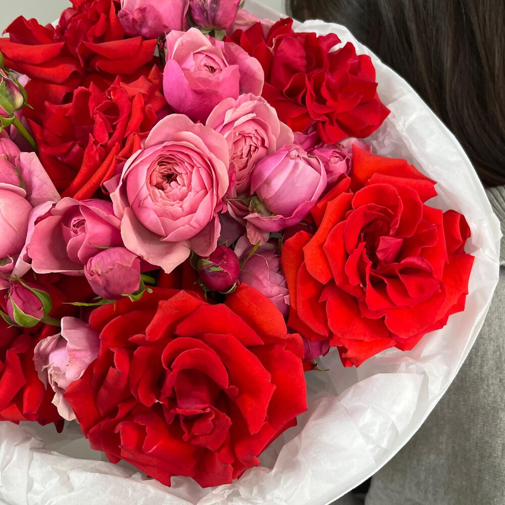 50 оттенков любви❣️ Дуо букет 💋французская нина и кустовая пионовидная Сильва Пинк