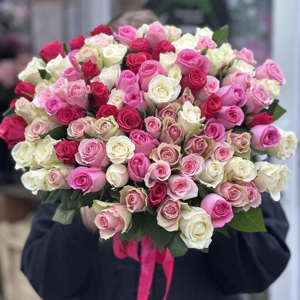 Букет микс  из 101 розы