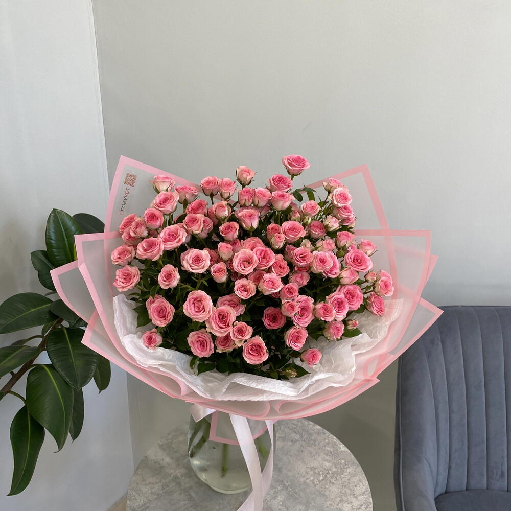 Моно 15 кустовых розовых роз 💕