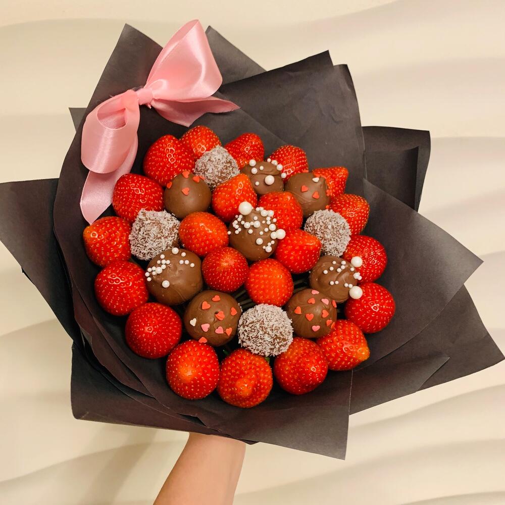 Un ramo de Fresas en Chocolate "desde el corazón"