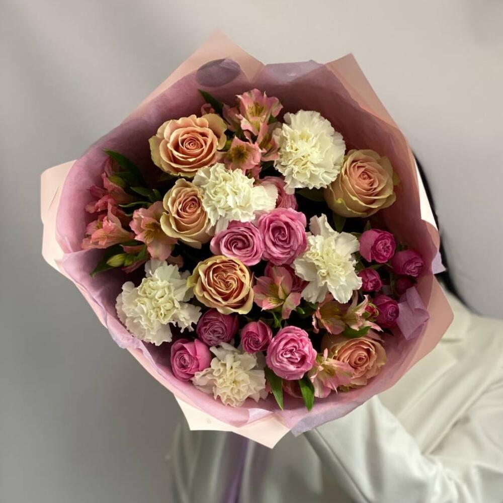 💖 Нежно-розовый букет роз