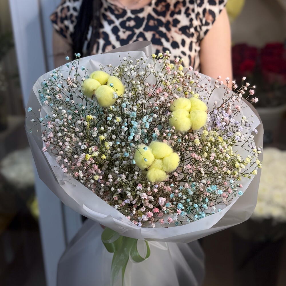 Букет с гипсафилой 💛