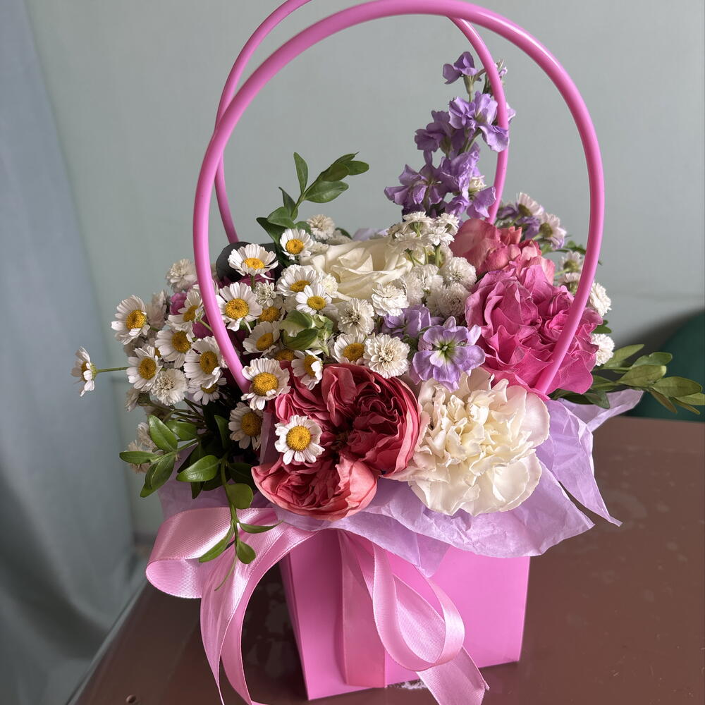 😍Сумочка из дианьуса/роз кантри блю/маттиолы/ромашки 😍