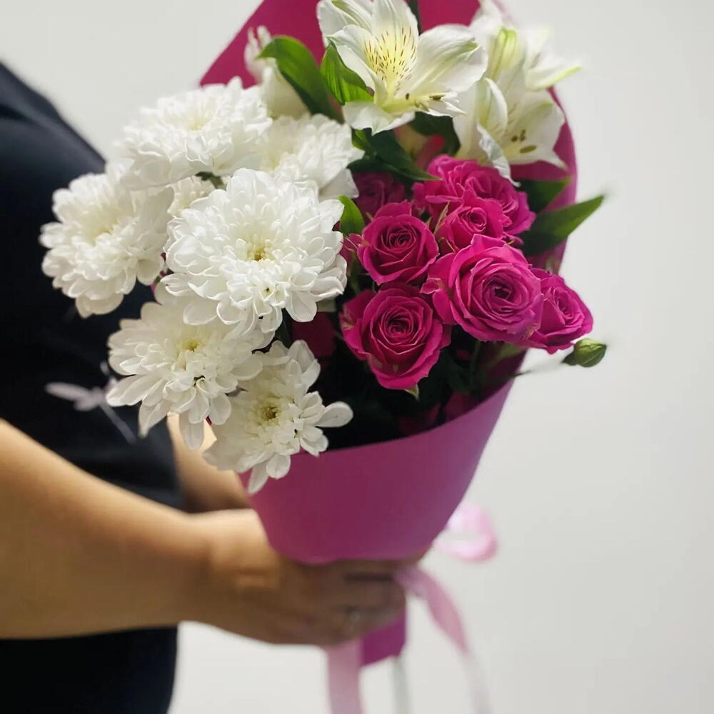 Хризантема 🤍альстромерия💗кустовая роза