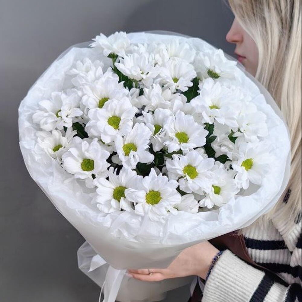 Монобукет из 5 ромашковых хризантем