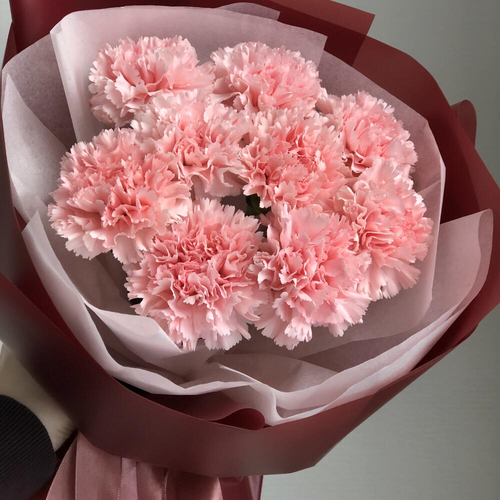 Букет розовых Диантусов N 809 + подарок от Vivienne Sabo — румяна MACARON