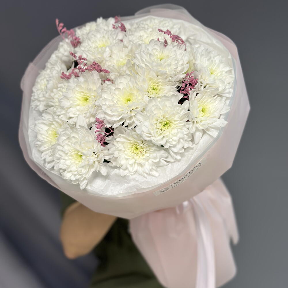 Стойкий букет с хризантемой и сухоцветами 🌸