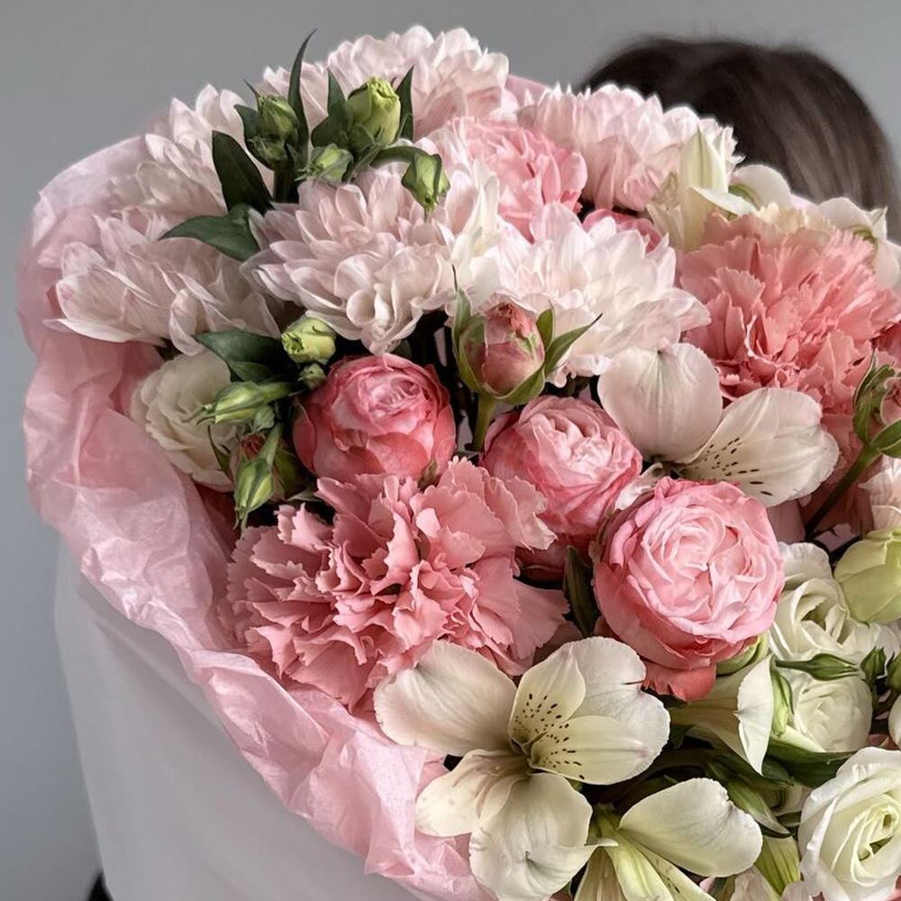 Сборный букет 💐 хризантема кустовая , альстромерия, кустовая роза, эустома, диантус