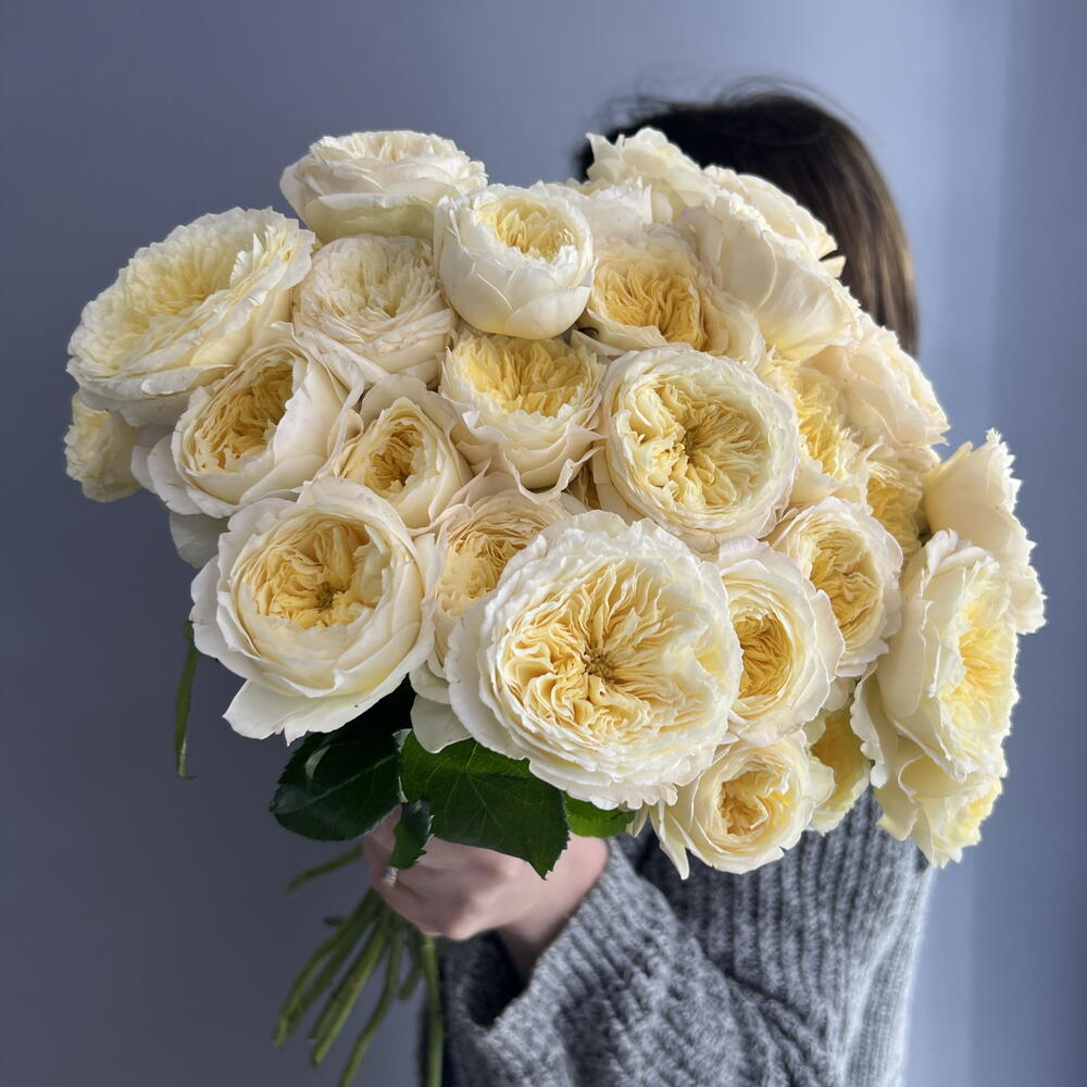 Монобукет персиковый 🍑 пионовидная кустовая Роза 💛💛💛 11 веток