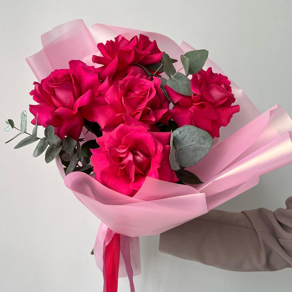 Букет из французских ярко-розовых роз, Цветы и подарки Киров, Кировская ...