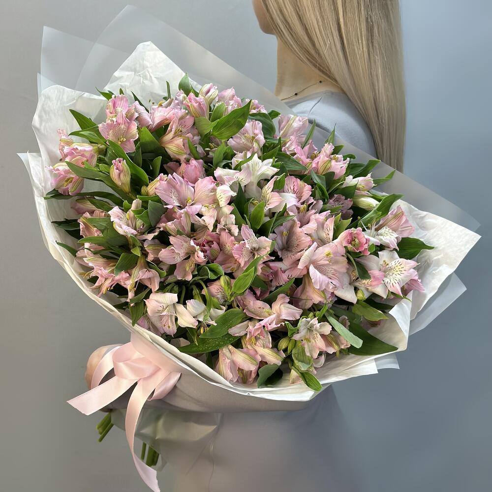 Букет розовых альстромерий (М019, 25шт)