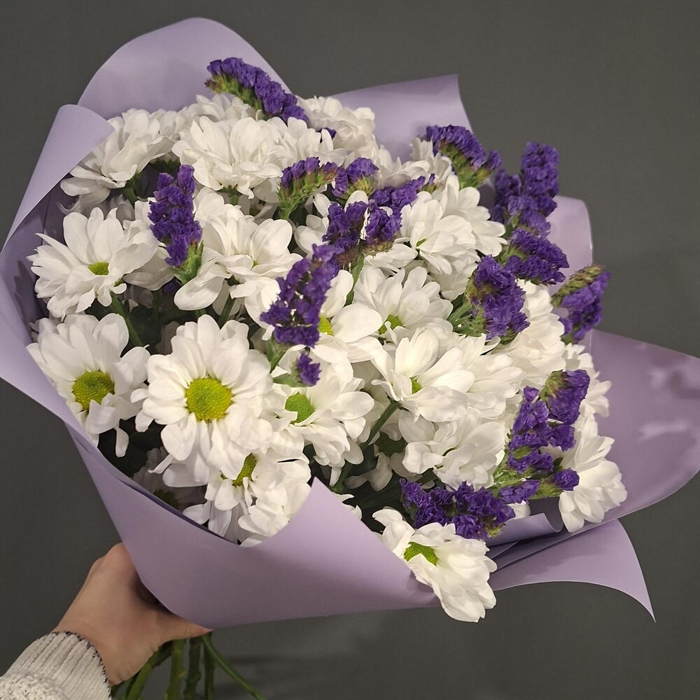 Букет из хризантемы и статицы💜