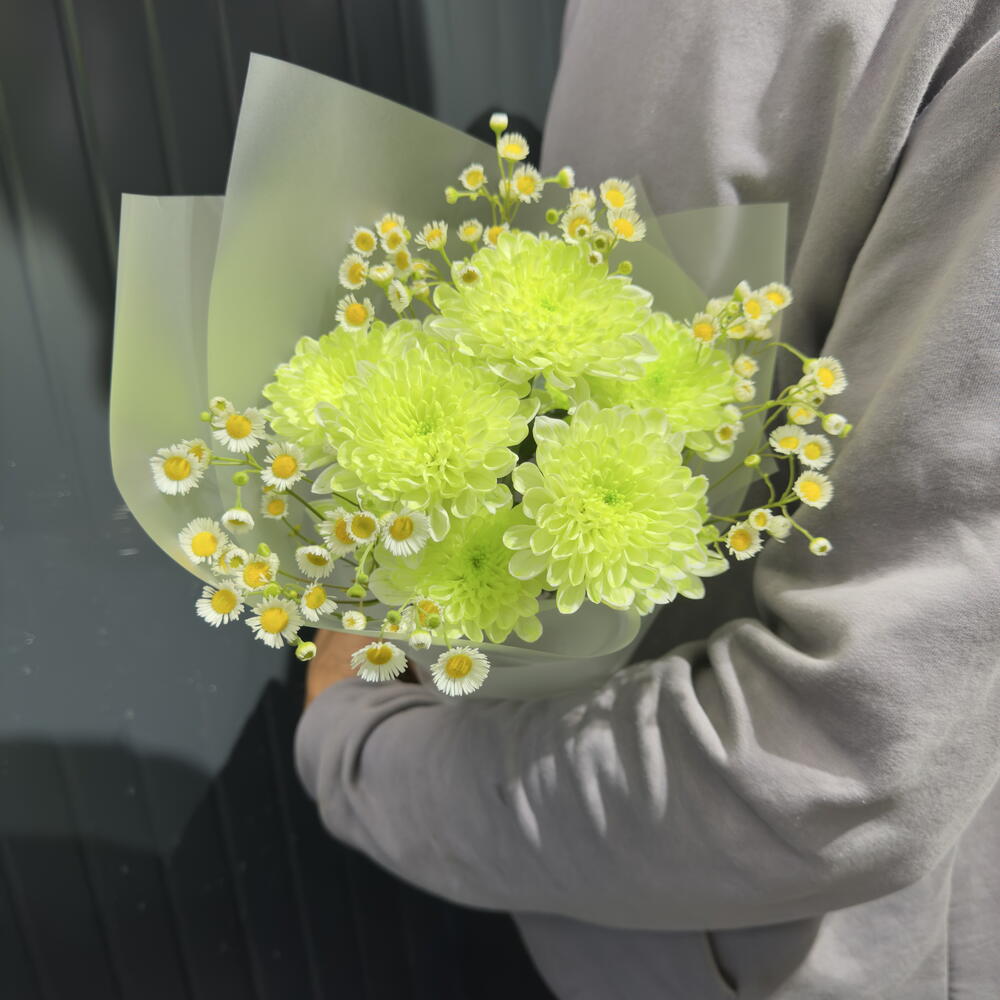 Букет с ромашками цвета Лайм 💚