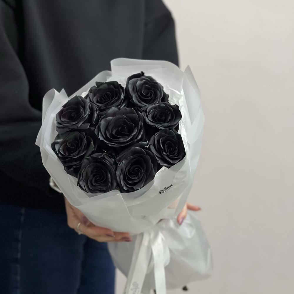 Букет черных роз, 9 шт