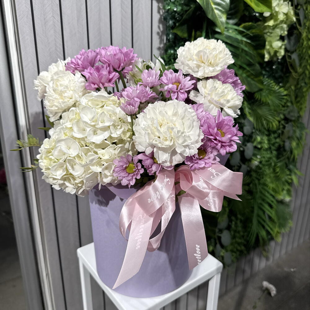 Композиция с гортензией и хризантемой 💜71007