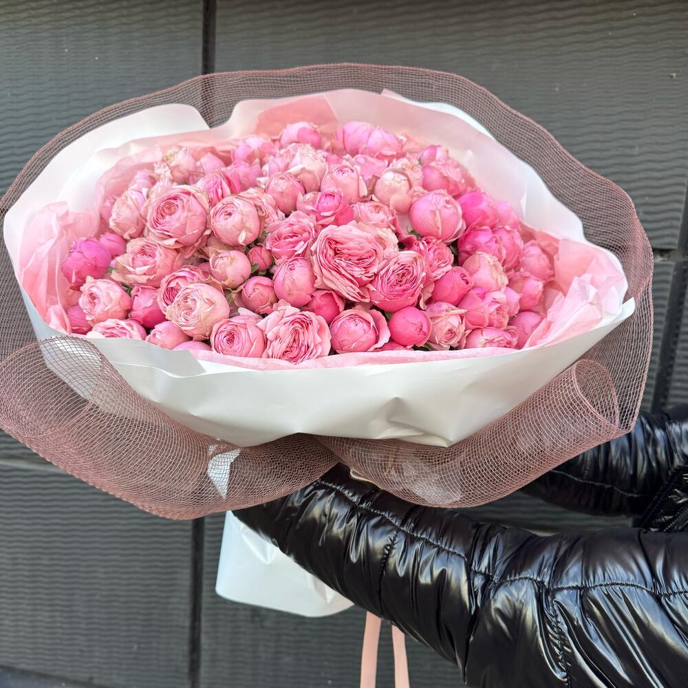 Авторский букет из 51 пионовидной розы  Silva pink 🎀